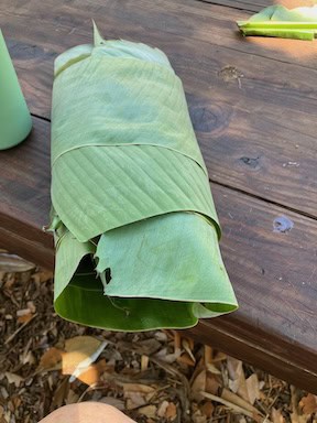 Banana leaves shared with neighbors Banana leaves